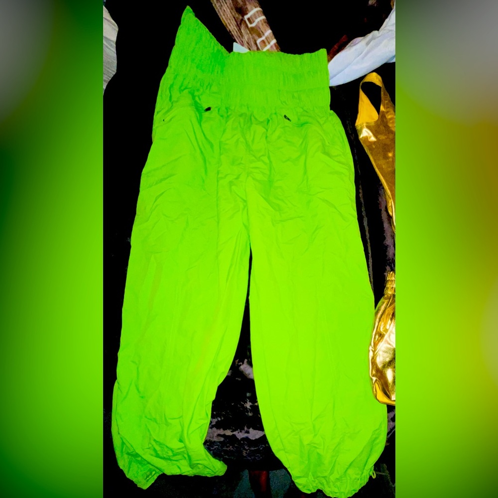Neon Green high waisted swishy joggers